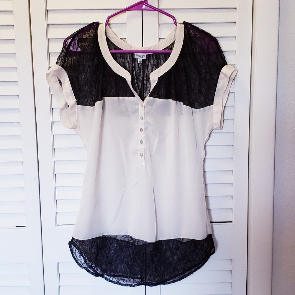 Charming Charie sheer top with lace